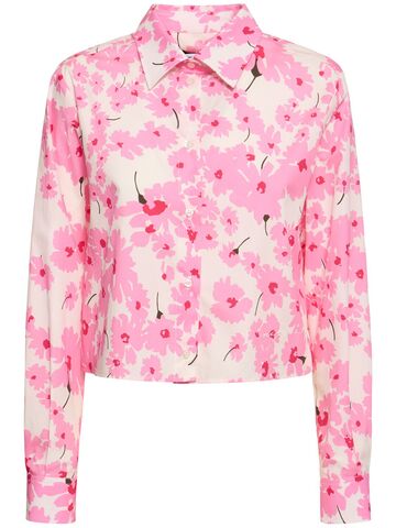 msgm printed cotton shirt in pink / white