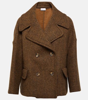 redvalentino herringbone wool jacket in brown