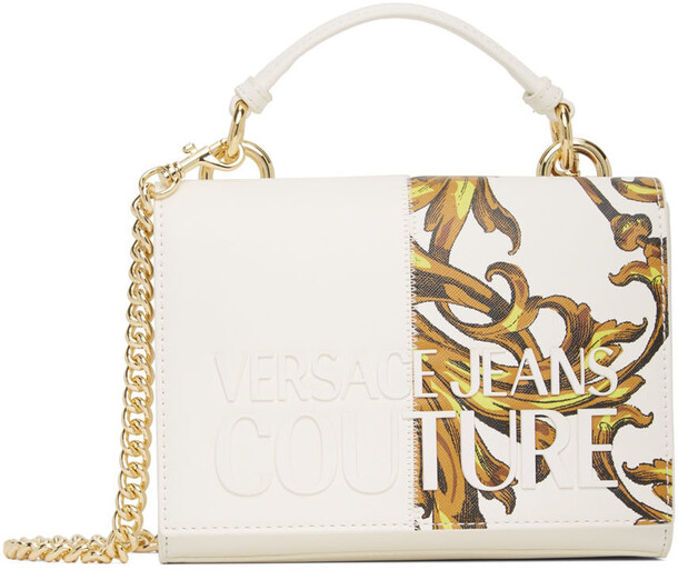 Versace Jeans Couture White Regalia Baroque Rock Cut Bag