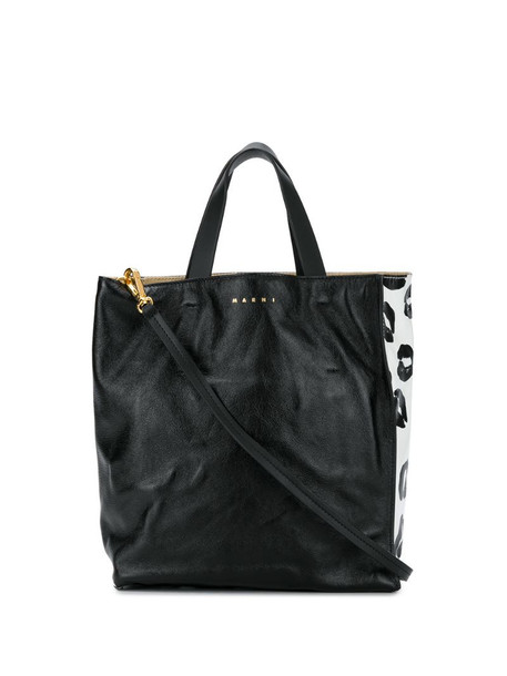 Marni calf leather tote bag in black