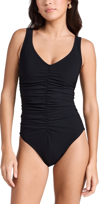 karla colletto basics v neck silent underwire tank one piece with high back black 6