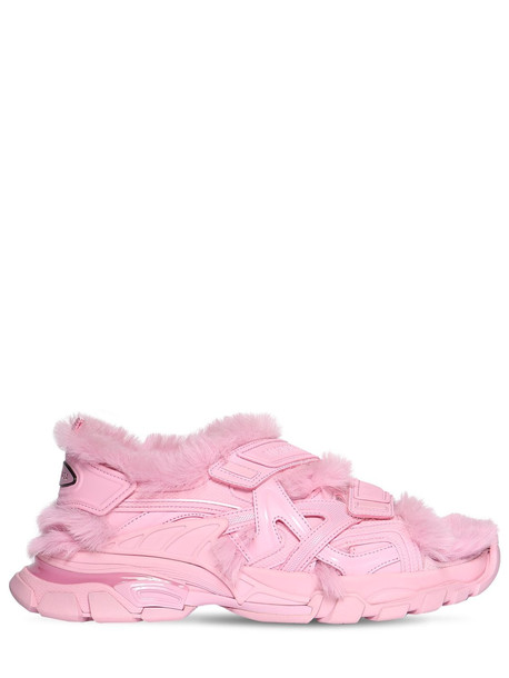 BALENCIAGA 40mm Track Faux Leather Sandals in pink