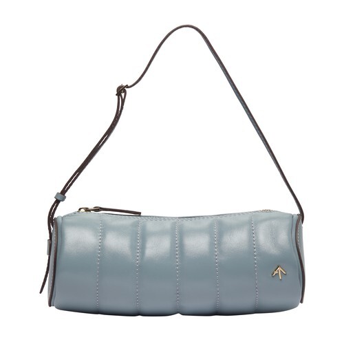 Manu Atelier Padded Cylinder bag in blue / stone