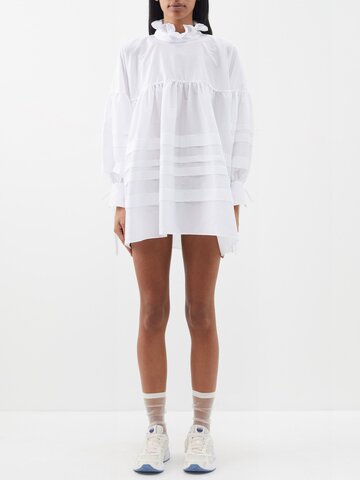 cecilie bahnsen - alberte ruffled-collar mini dress - womens - white