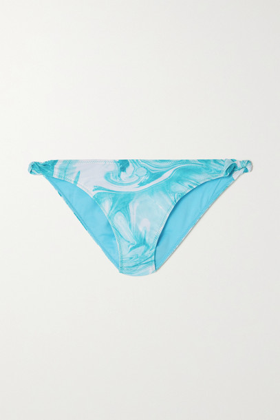 GANNI - Twisted Printed Recycled Bikini Briefs - Blue
