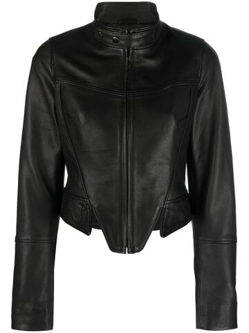 manokhi misha cropped leather jacket - black