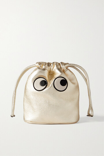 anya hindmarch - eyes metallic leather pouch - gold