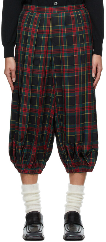 Tricot Comme des Garçons Tartan Pleated Bloomer Trousers in black