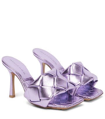 Bottega Veneta Lido metallic leather sandals in purple