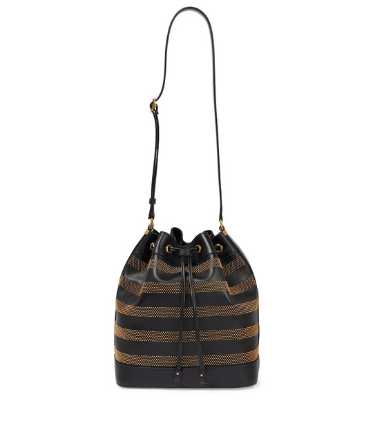 Saint Laurent Seau studded leather bucket bag in black