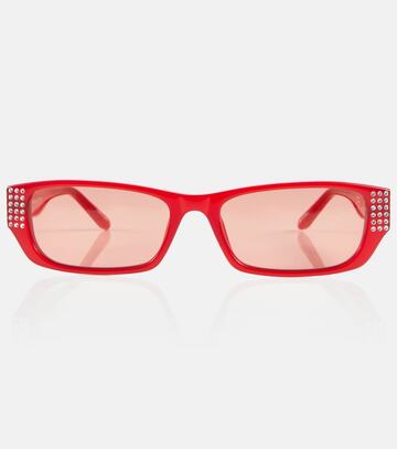 magda butrym x linda farrow embellished rectangular sunglasses in red