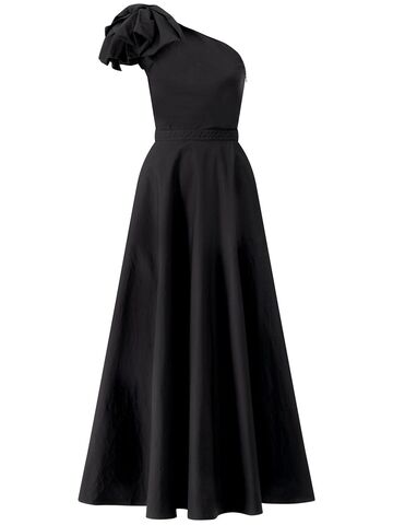 giambattista valli cotton poplin one shoulder long dress in black