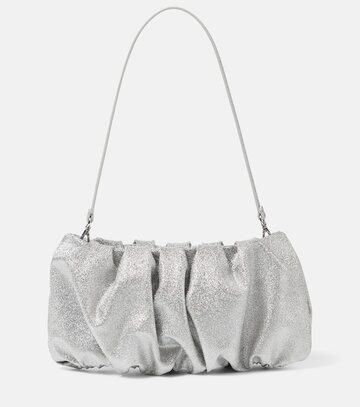 staud bean leather shoulder bag in silver