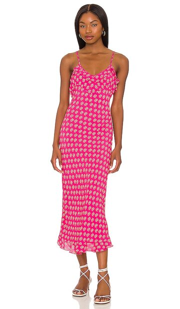 ROLLA'S Shelley Emmylou Midi Dress in Pink in magenta