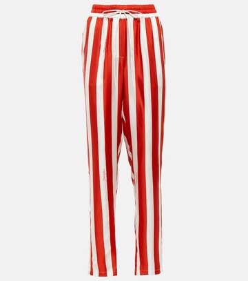 dolce&gabbana portofino high-rise striped silk pants in red