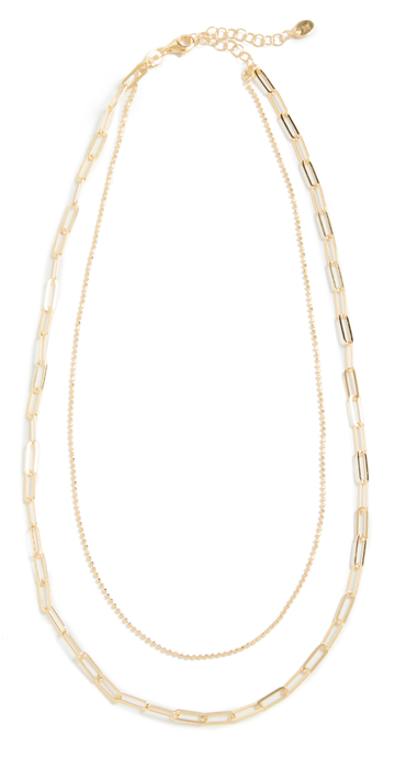 Argento Vivo Layered Paper Clip Necklace in gold