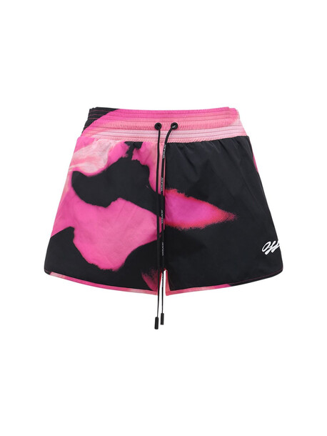 OFF-WHITE Athleis Printed Woven Shorts in black / pink