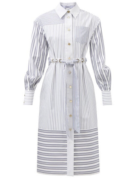 Erdem - Evelin Striped Cotton-poplin Shirt Dress - Womens - Blue Stripe
