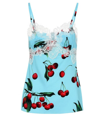 Dolce & Gabbana Exclusive to Mytheresa – cherry printed silk and lace camisole in blue