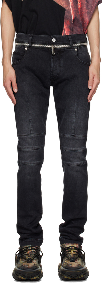 balmain black slim-fit jeans in noir