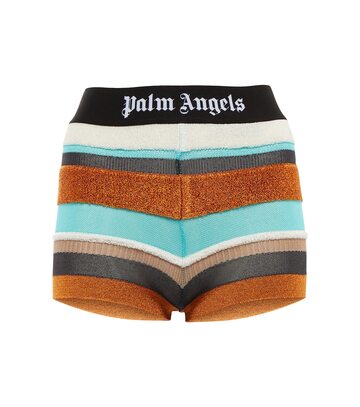 palm angels lurex striped knit shorts