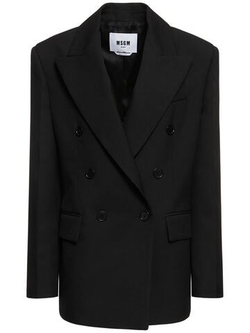 msgm double breasted wool blend jacket in black