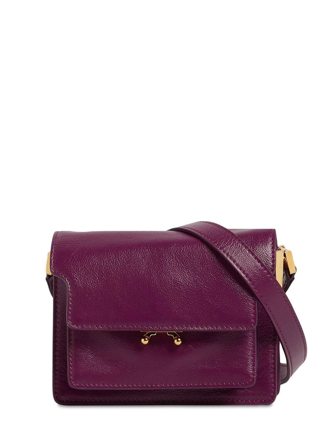 MARNI Mini Trunk Soft Leather Shoulder Bag in plum