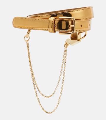 dolce&gabbana chain-detail mirrored leather belt in gold