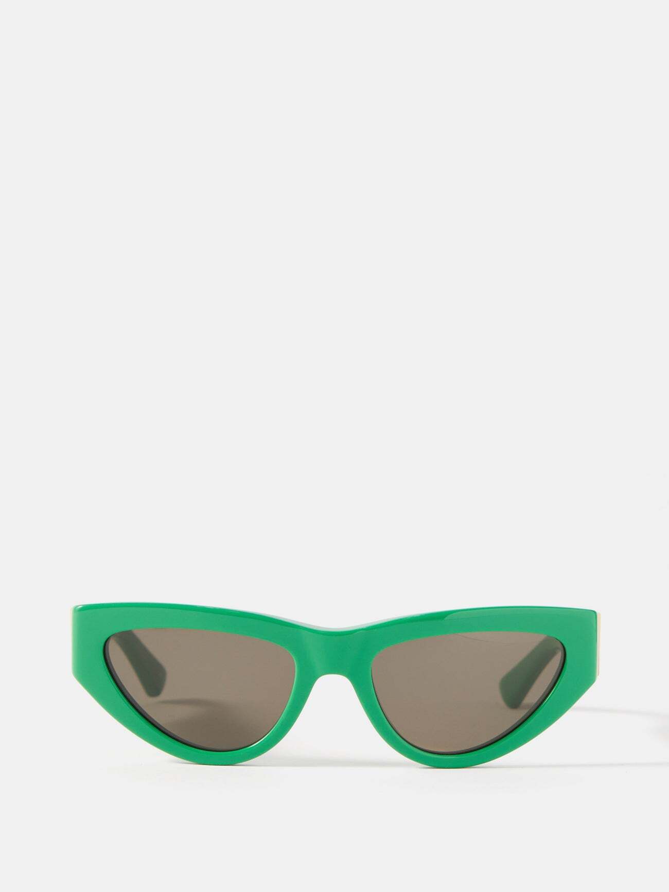Bottega Veneta Eyewear - Cat-eye Acetate Sunglasses - Womens - Green Gold