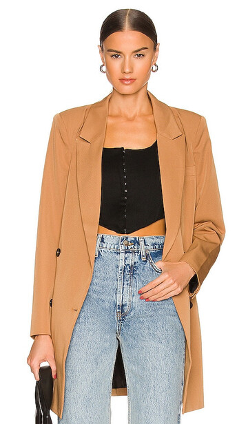 LPA Double Breasted Blazer in Tan in brown