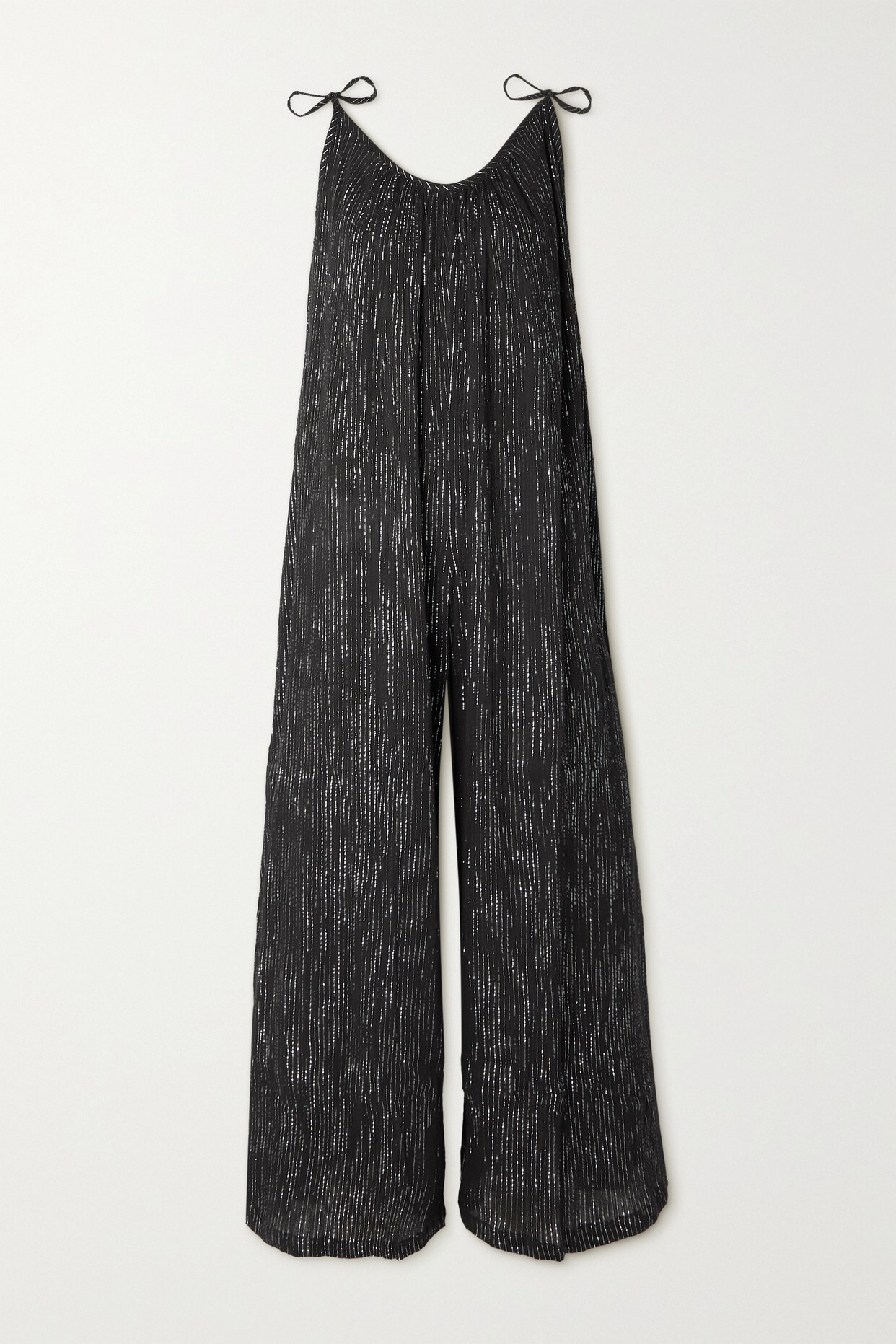 Suzie Kondi - Besa Metallic Crinkled Cotton-blend Gauze Jumpsuit - Black