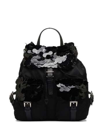 prada pre-owned paillette-accent backpack - black