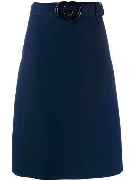 Gucci GG belt a-line skirt in blue