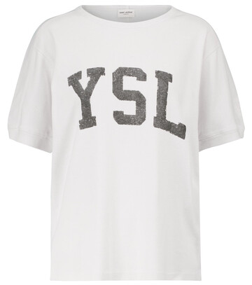 Saint Laurent Logo cotton T-shirt in white