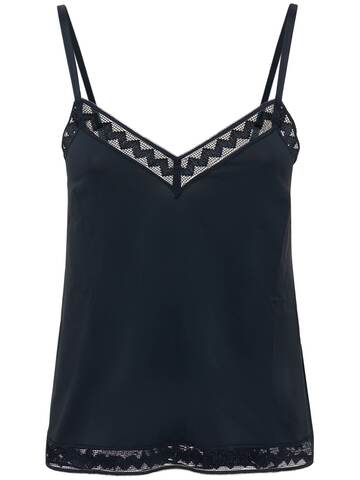 ERES Sandra Camisole Top W/ Lace Detail in blue
