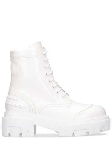 MSGM 60mm Leather Ankle Boots in white