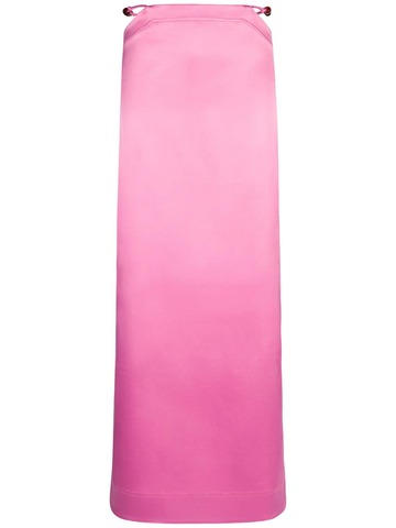 ganni faded double satin maxi skirt in pink