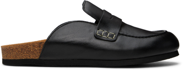 jw anderson black leather mule loafers