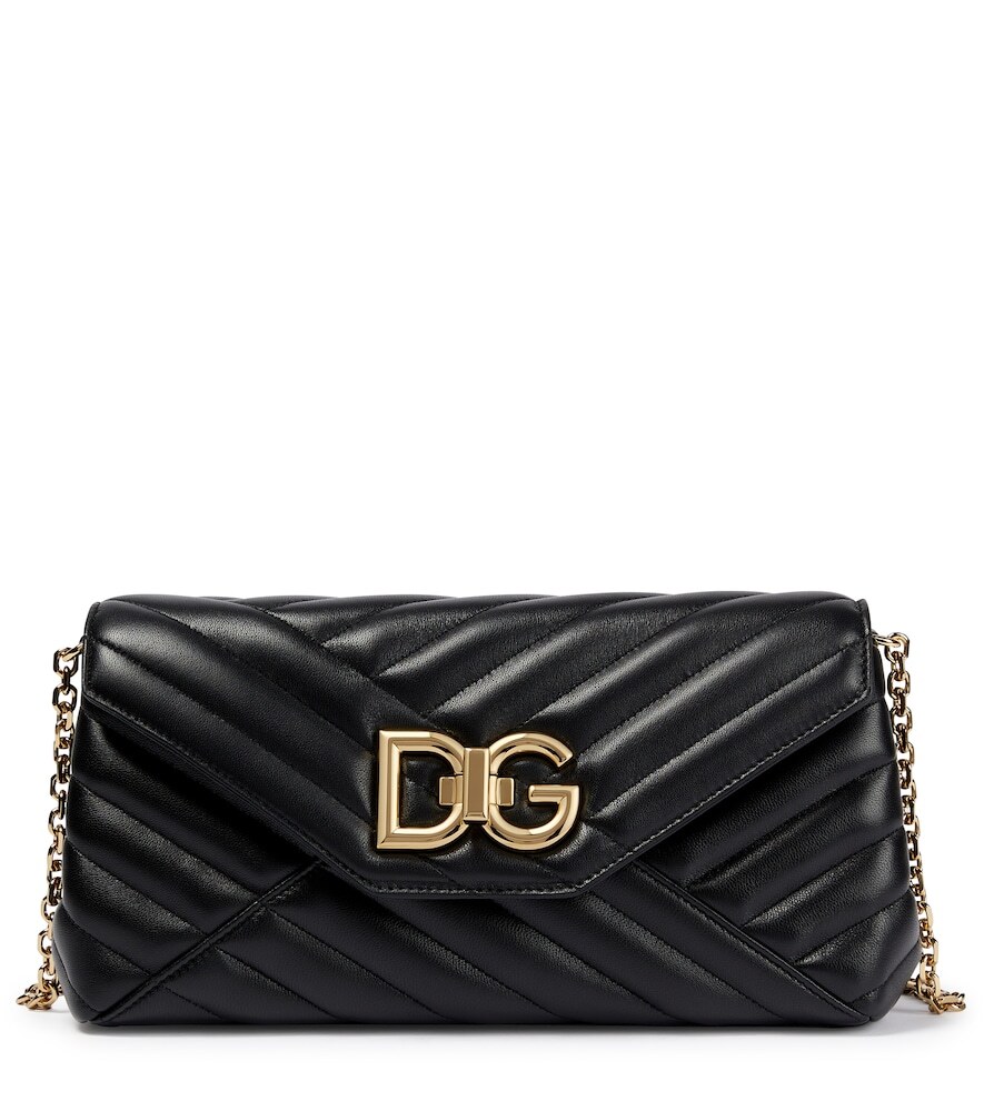 Dolce&Gabbana DG quilted leather crossbody bag in black