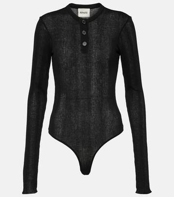 khaite janelle cotton-blend jersey bodysuit in black
