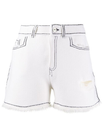Barrie contrast stitch shorts in white