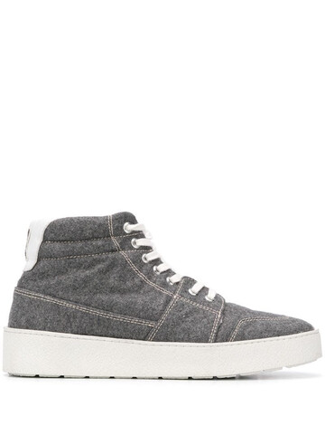 AMI Paris high top leather-trimmed sneakers in grey