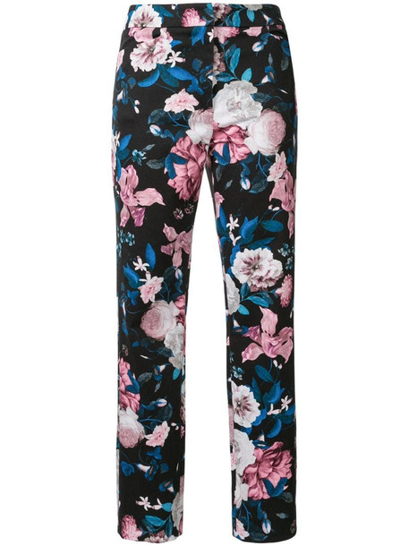 Erdem Sidney floral-print cropped trousers in black