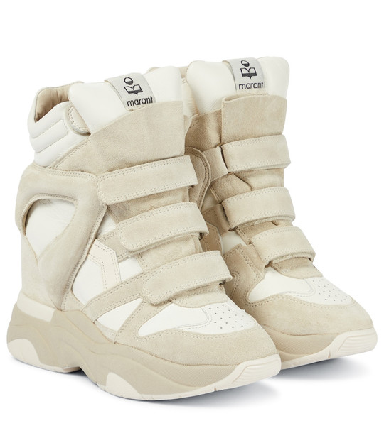Isabel Marant Balskee leather wedge sneakers in white