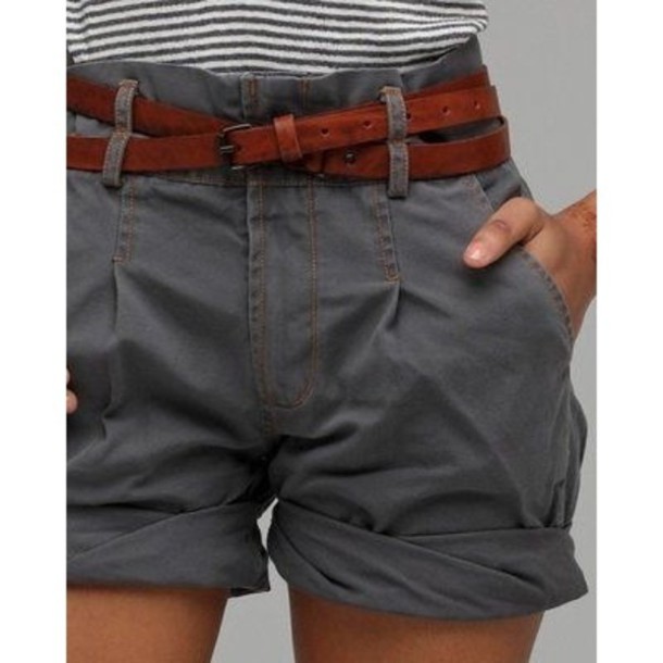 shorts belt short brown blue vintage cute