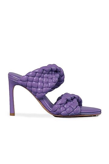 bottega veneta padded woven leather sandals in purple