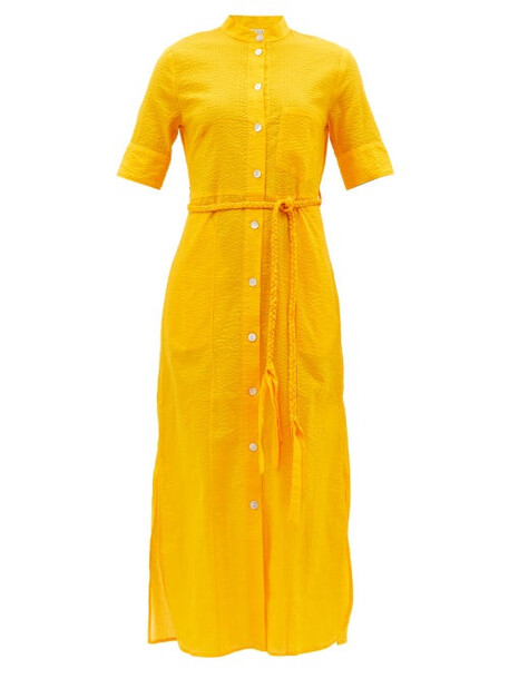 Belize - Carla Cotton-cloqué Shirt Dress - Womens - Yellow