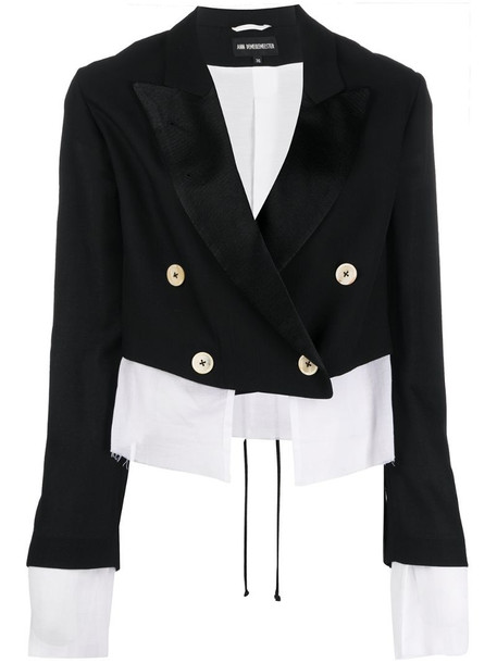 Ann Demeulemeester two tone double-breasted jacket in black