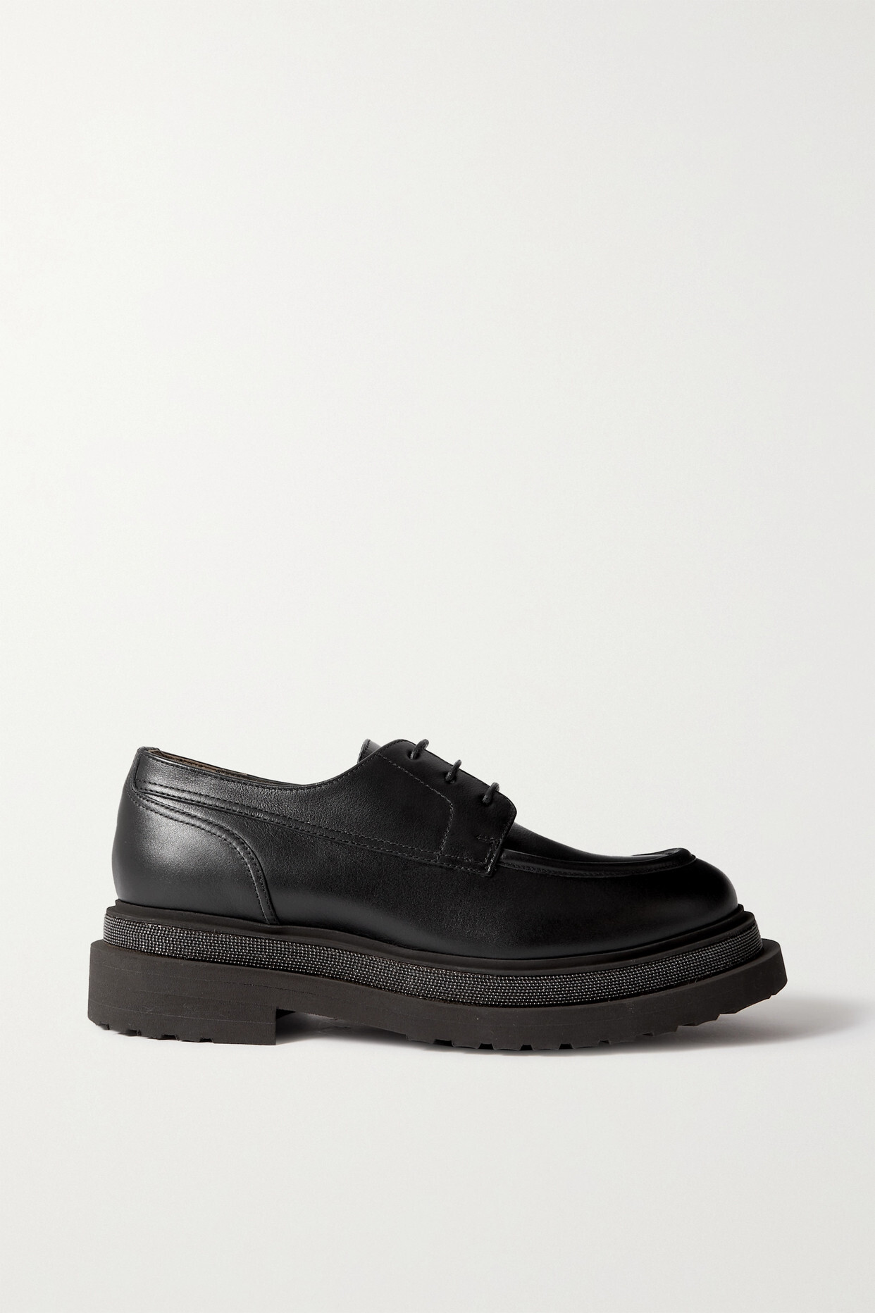 Brunello Cucinelli - Bead-embellished Leather Brogues - Black