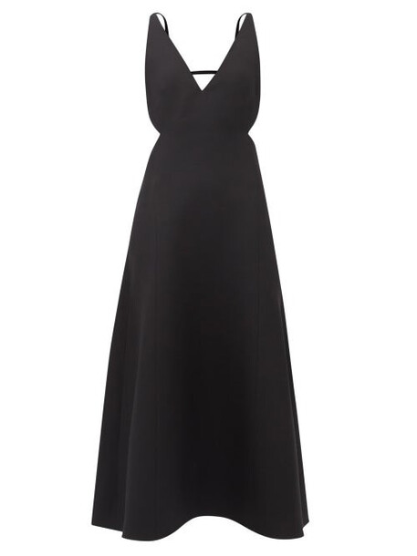 Valentino - Cutout-back Wool-blend Crepe Midi Dress - Womens - Black